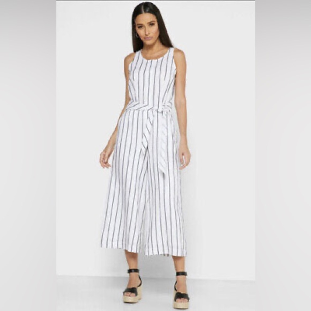 Banana Republic Linen Striped Wide Leg Jumpsuit Sz 2 NWT!